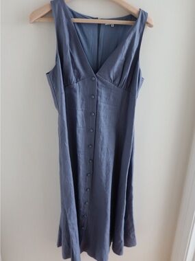Reformation Linen Slate Blue Midi Dress